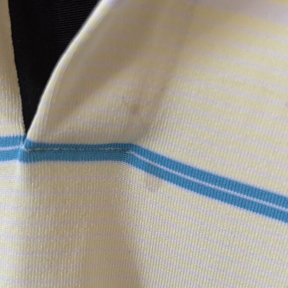 Nike Tiger Woods Men Golf Polo Shirt XXL Yellow Striped Dri-Fit Performance Logo - Picture 8 of 13